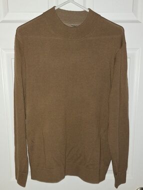 Raffi Men's Women's Large Brown Crewneck Sweater 100% Extra Fine Wool Fall